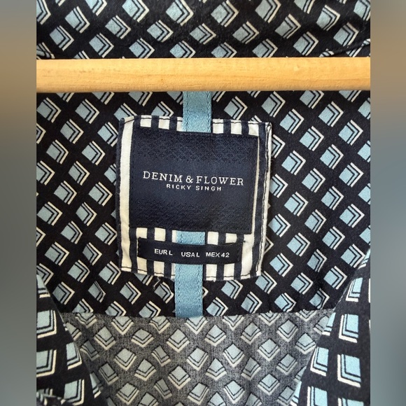 Denim & Flower Button Down Shirt - Picture 2 of 6